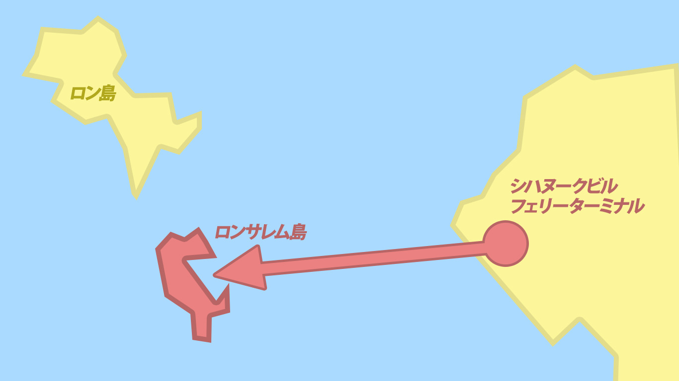 シアヌークビルからロンサレム島への地図