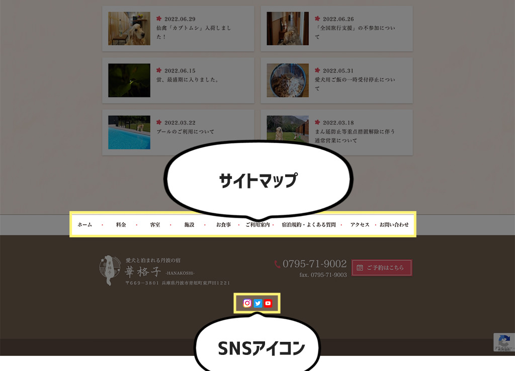 サイトマップ／SNSアイコン
